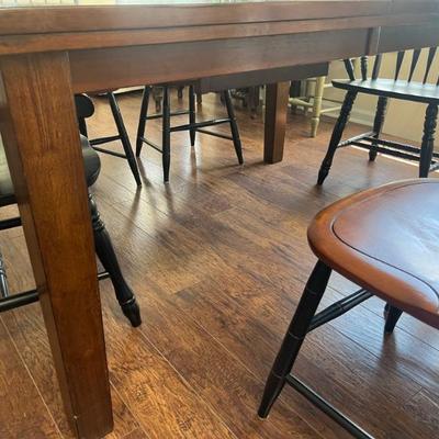 $150 Gorgeous wood dining table with hide-away leaf; approx. 30" x 78" (extended) x 42" (leaf is 18")