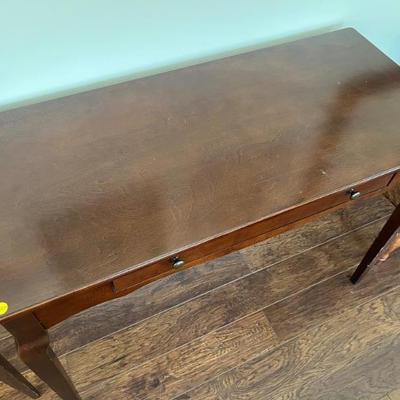 $100 Modern mahogany console; approx. 30" x 42" x 19"