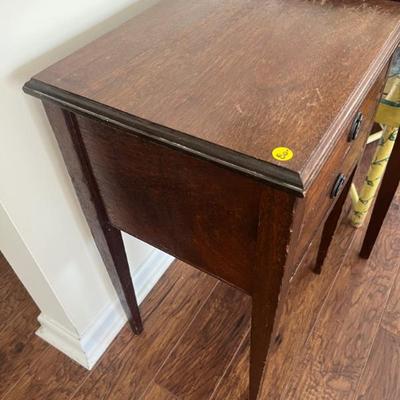 $80 Antique side table; approx. 28" x 17.5" x 15"