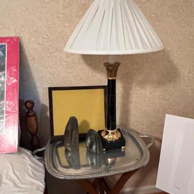 Sale Photo Thumbnail #44: Easter Island carved pieces, Lamp and side tray table