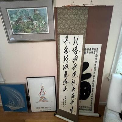 Sale Photo Thumbnail #17: Hand painted genealogy scroll   