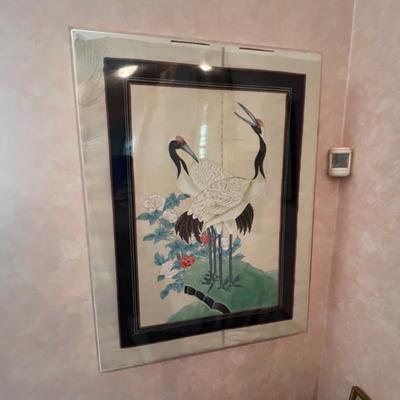 Sale Photo Thumbnail #79: Painted cranes on silk