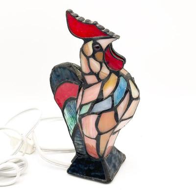 Sale Photo Thumbnail #22: Tiffany Style Rooster Stained Glass Lamp