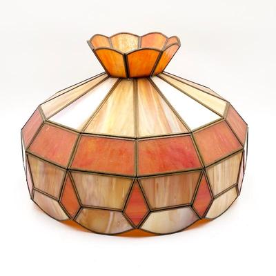 Sale Photo Thumbnail #5: Large Stained Glass Hanging Lampshade
