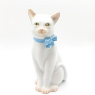 Sale Photo Thumbnail #86: Vintage Herend Hungary Figurine, White Cat w/ Blue Bow