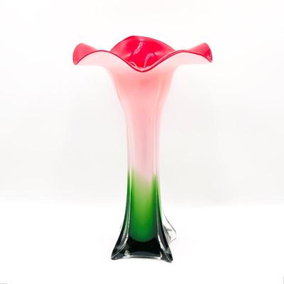 Sale Photo Thumbnail #146: Pier 1 Imports "Jack In The Pulpit" Red Lily Art Glass Vase