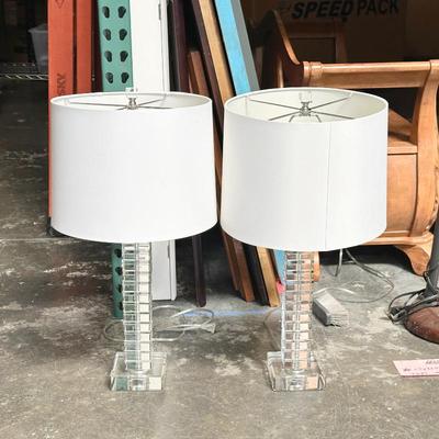 Sale Photo Thumbnail #3: Modern Stacked Crystal Cube Table Lamps