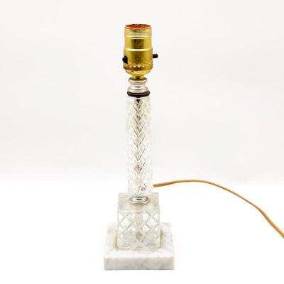 Sale Photo Thumbnail #159: Mid-Century Cut Glass and Brass Lamp with Marble Base
