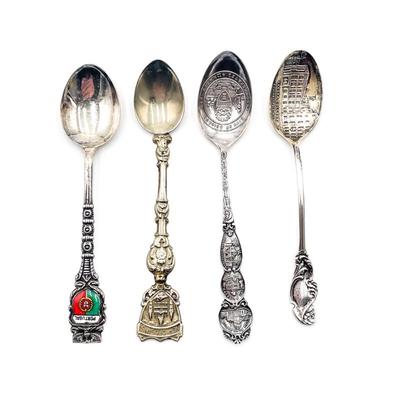 Sale Photo Thumbnail #247: Lot of 4 Silver Plated Souvenir Spoons