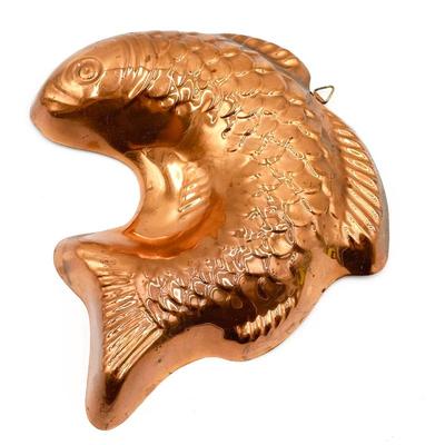 Sale Photo Thumbnail #157: Vintage Copper and Tin-Lined Fish-Shaped Jello Mold