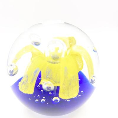 Sale Photo Thumbnail #91: Art Glass Yellow Flower Paperweight