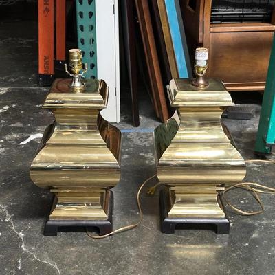 Sale Photo Thumbnail #205: Pair of Modern Polished Brass Table Lamps