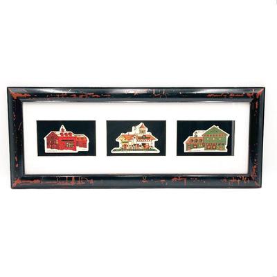 Sale Photo Thumbnail #181: Lot of 3 Framed Amcal Charles Wysocki Building House Ornaments