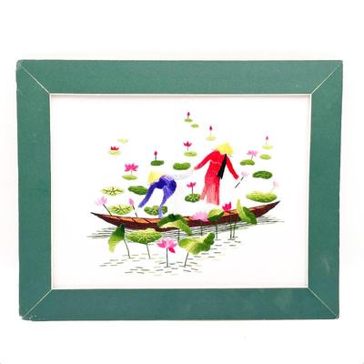 Sale Photo Thumbnail #235: Vietnamese Silk Embroidery Lotus Pond Scene