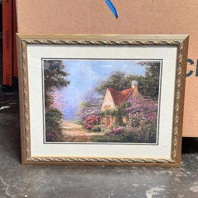 Sale Photo Thumbnail #186: Home Interiors and Gifts “Cottage In The Woods” Framed Print