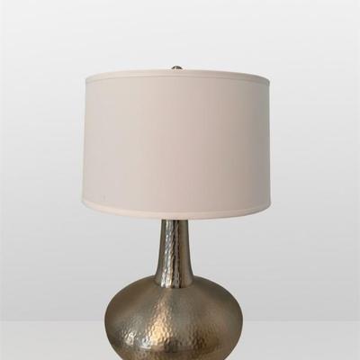 Sale Photo Thumbnail #13: Hammered Metal Table Lamp with Drum Shade