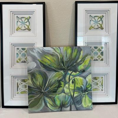 Abstract Floral Art Trio