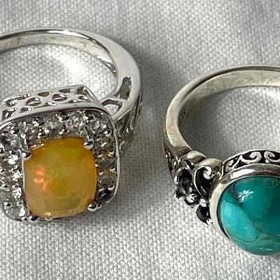 Sterling Silver W/ Green Center Rings 
