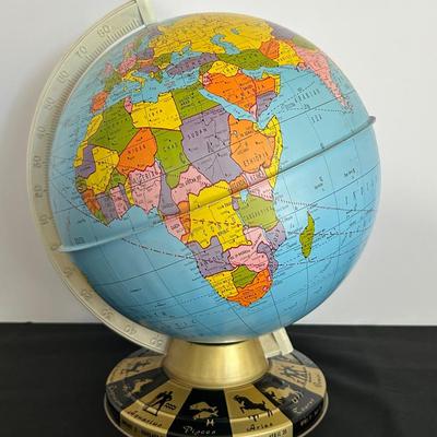 Ohio Art Tin Globe With Astrology Signs On The Base