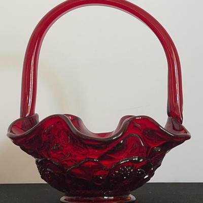 Fenton Art Glass Ruby Red Basket