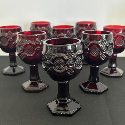 Avon 1876 Cape Cod Ruby Red Glass Goblets