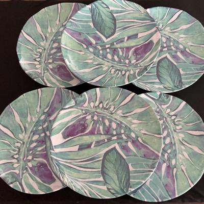 Tommy Bahama 100% Melamine Dinner Plates Set Of 6