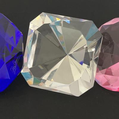 Trio Of Oleg Cassini Crystal Paper Weights 