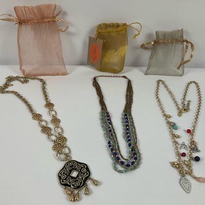 Fashion Necklace Trio With Gift Bags Including Chico Brand 