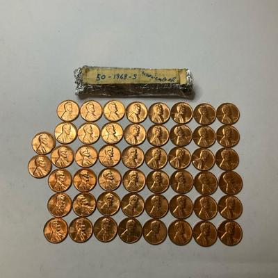 Roll Of Lincoln Pennies Dated 1968-S #1