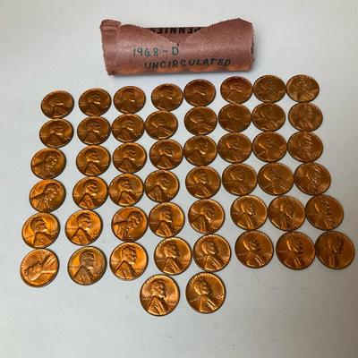 Roll Of Lincoln Pennies From 1968-D Labeled “ Uncirculated “ #4