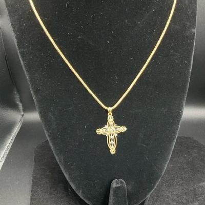 14K Gold Cross Necklace Chain And Ring 