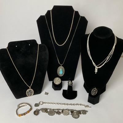Sterling Silver .925 Jewelry Lot Necklaces, Bracelets And More
