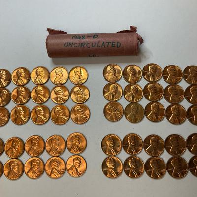 Roll Of Lincoln Pennies 1968-D Labeled “uncirculated “ #5