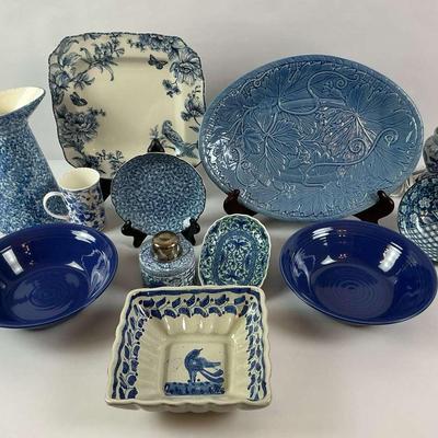 Blue and White Decorative Pottery and Serveware Collection