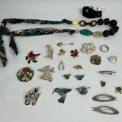 Assorted Brooches, Pins, and Necklaces Lot