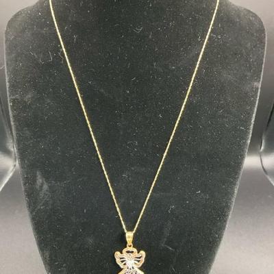 10kt Angel Pendant On 18” Chain