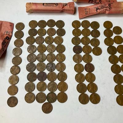 Lincoln Wheat Pennies Collection Dated 1954-1957