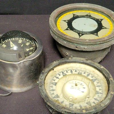THREE VINTAGE NAVY COMPASSES 