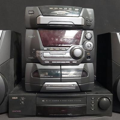 PANASONIC SUPER WOOFERS AND STEREO SYSTEM WITH RCA VHS