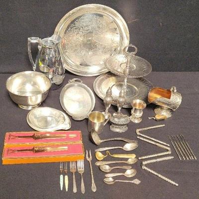 SHINY SILVER PLATE, COPPER, AND SILVER TONE DISHES AND ACCESSORIES 