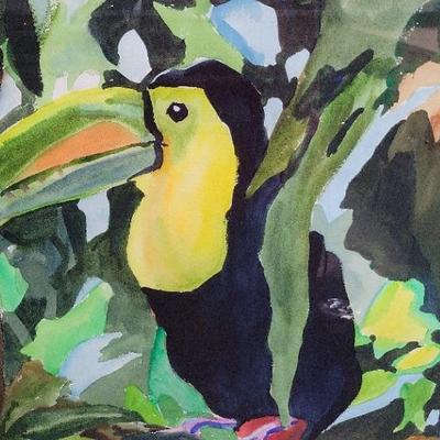 TOUCAN WATERCOLOR PAINTING BY SARAH DOWELL
