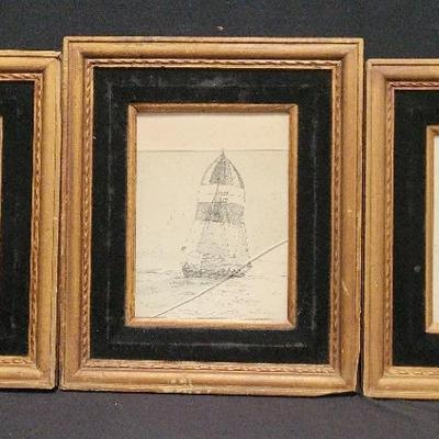 TRIO OF INK DRAWINGS SIGNED BY SCOTT KENNEDY