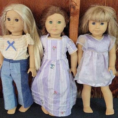 THREE AUTHENTIC AMERICAN GIRL DOLLS- JULIE, FELICITY, PLUS ONE MORE