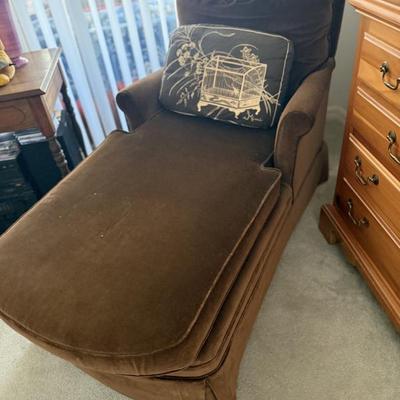 Sale Photo Thumbnail #37: Brown Velvet Chaise 
