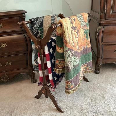 Blanket Rack & Knit Holiday Blankets
