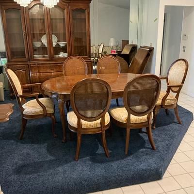 White Furniture Co. Wood Dining Table & Cane Chairs