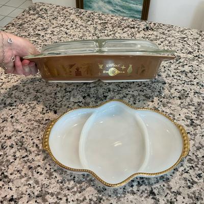Pyrex Gold Early American & Fire King Gold Milk Glass