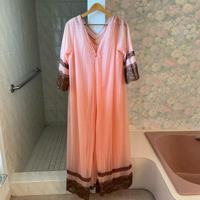 Vintage Peach Brown Lace Negligee