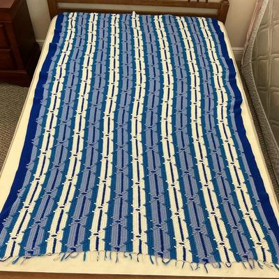 Handmade Blue Stripe Diamond Crochet Blanket