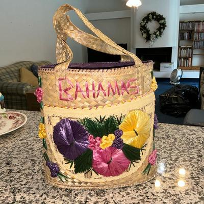 Vintage Bahamas Palm Woven Tote 